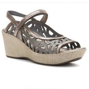 NAOT Deluxe Metallic Mary-Jane Style Cut Out Wedge Sandals